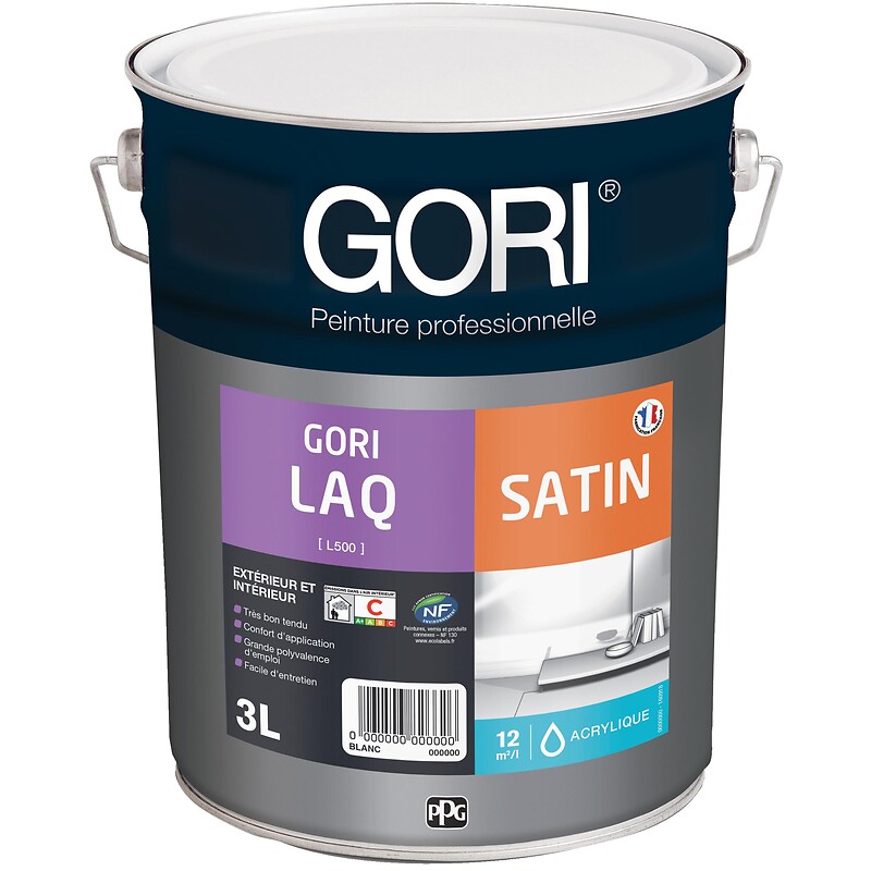 Peinture acrylique murs, plafonds et menuiseries intérieures GORILAQ SATIN, rouge vin 3005, bidon de 1 litre - Gori - 613474