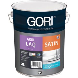 Peinture acrylique murs, plafonds et menuiseries intérieures GORILAQ SATIN, gris anthracite 7016, bidon de 1 litre - Gori - 613488