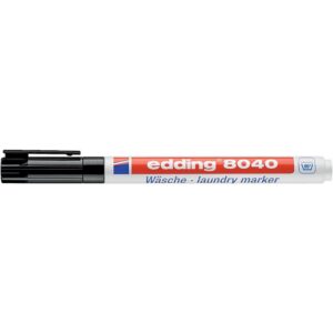 Marqueur permanent E-8040 pour textile résiste à l'eau et aux lavages réguliers pointe ogive 1mm coloris noir - EDDING - 621966