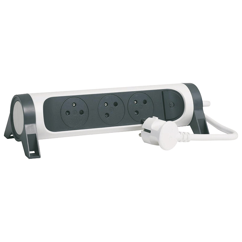 Multiprise confort avec bloc rotatif de 3 prises 2P+T avec rallonge de 1,5 mètres - Legrand - 361901