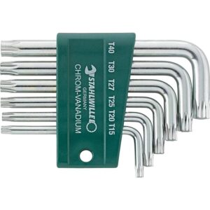 Jeu de clés mâles coudées Torx 10766/9 - composition T8-T9-T10-T15-T20-T25-T27-T30-T40 - STAHLWILLE - 264287