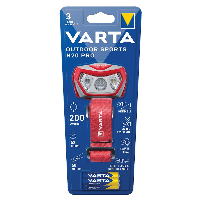 Lampe frontale gradable Outdoor Sports H20 Pro 200 lm IPX4 3AAA - VARTA - 679807