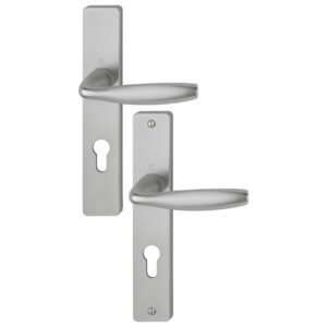 Béquille double sur plaque carrée 195 mm New York porte 38-47 mm clé I alu aspect inox - HOPPE - 534523