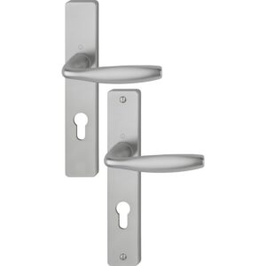 Béquille double sur plaque carrée 195 mm New York porte 48-57 mm clé I alu aspect inox - HOPPE - 534530