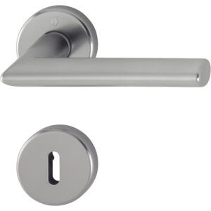 Béquille double sur rosaces rondes Stockholm ep 38-47 mm finition aspect inox clé L - HOPPE - 534628