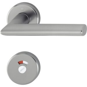 Béquille double sur rosaces rondes Stockholm ep 40 mm finition aspect inox condamnation avec voyant - HOPPE - 534649