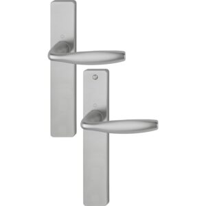 Béquille double sur plaque carrée 195 mm New York porte 38-47 mm bec-de-cane alu aspect inox - HOPPE - 534509