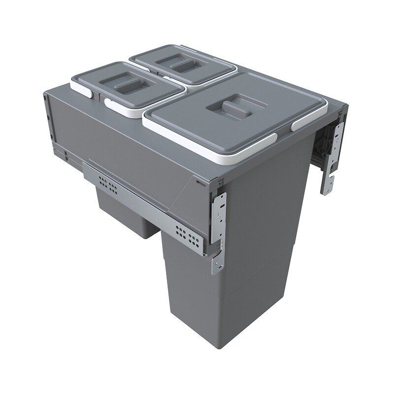 Poubelle de cuisine grande capacité Block 2.0 - fixation sur la façade - profondeur 478 mm - largeur caisson 450 mm - 2 x 35 L - ELLETIPI - 605279