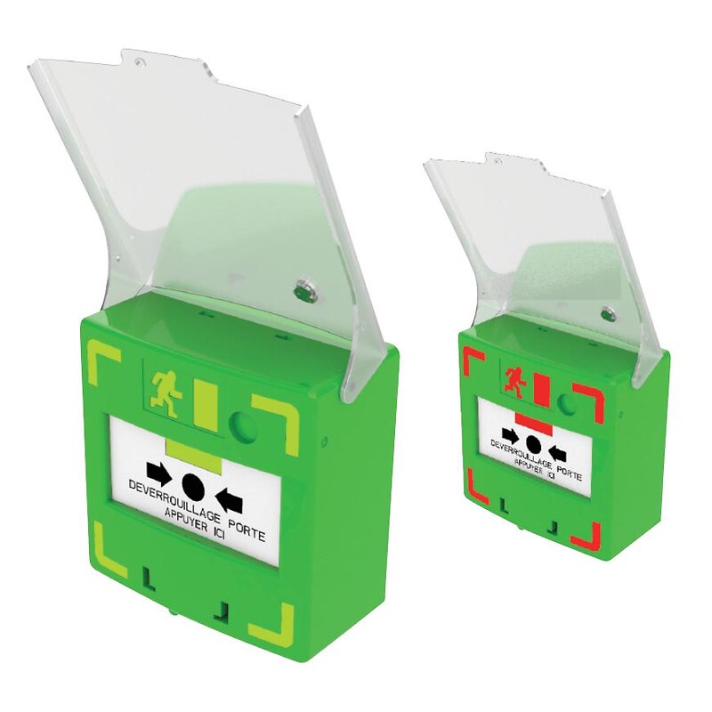 Déclencheur manuel vert à 3 contacts inverseurs 12/24/48 V - avec leds et buzzer - IZYX SYSTEMS - 622742
