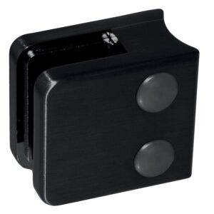 Pinces à verre pour garde-corps - modèle 06 - carré arrondi 55x55 mm en inox 316 finition noir anthracite Dark par 4 - Design Production - 158631