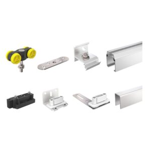 Kit complet garniture et rail Win-slide R - 1 vantail - charge 80 kg - rail de 2 m - MANTION - 118281