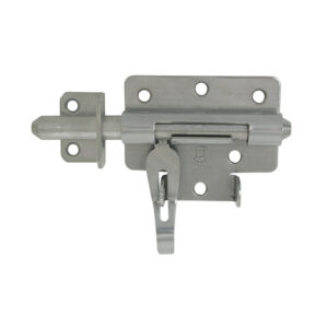Verrou de box avec porte cadenas inox 316 brossé platine de 56 x 90 avec gâche Ø 14 - TORBEL - 656811
