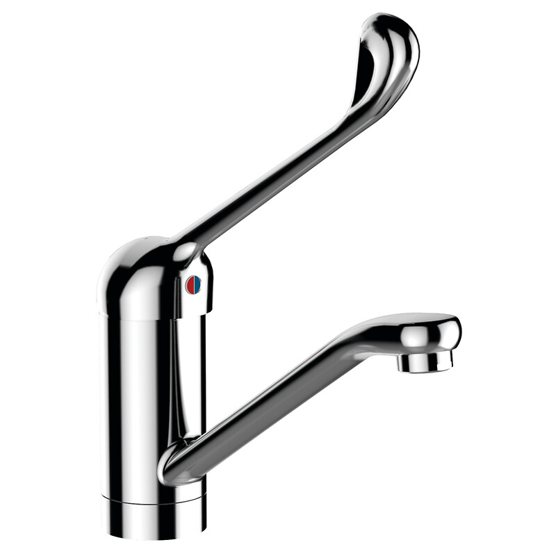 Mitigeur de lavabo hospitalier à bec tube fixe ou orientable sans vidage commande au coude - Sanifirst - 457829 – Image 2