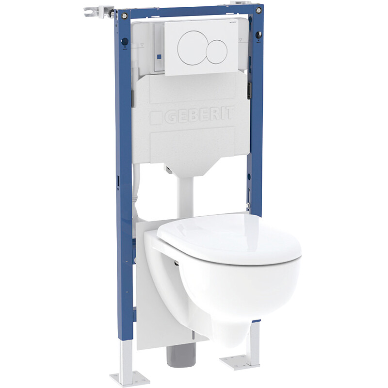 Bâti-support WC Duofix autoportant - pack avec cuvette suspendu Renova semi-carénée et plaque Sigma20 - GEBERIT - 168450 – Image 6