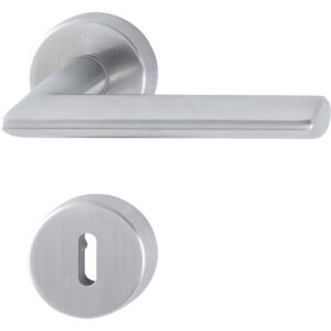 Béquille double sur rosaces rondes Stockholm ep 37-47 mm finition inox mat clé L - HOPPE - 102282