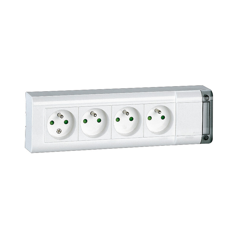 Multiprise fixable avec bloc 4 prises 2P+T sans cordon - longueur 253 mm - Legrand - 362097