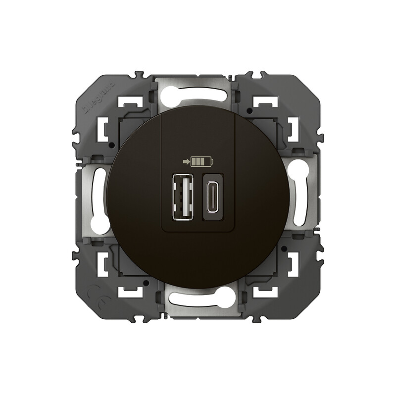 Double chargeur USB Type A + Type C dooxie noir - Legrand - 193428
