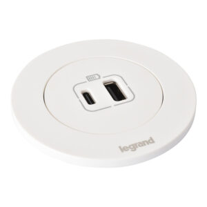 Prise encastrée INCARA™ Disq 60 blanc USB A+C cordon 2m - Legrand câble management - 611509