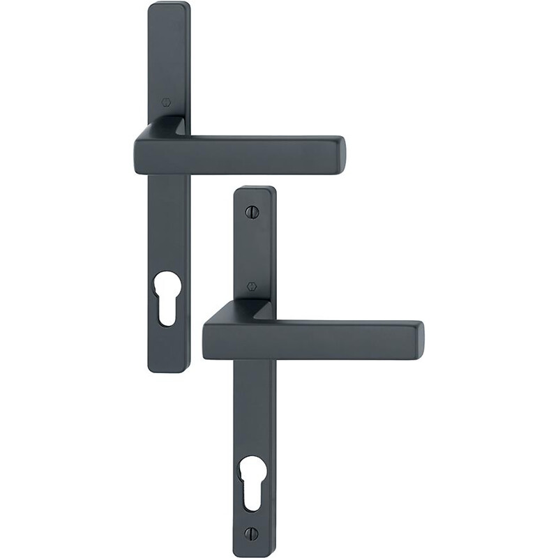 Béquille double sur plaque étroite entraxe 70/195 mm ligne Toulon clé I époxy noir mat porte 58/67 - HOPPE - 627614 – Image 4