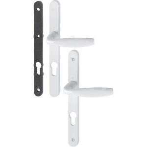Ensemble sur plaque étroite de 24 mm ligne New York clé I carré de 7 entraxe 70 mm épaisseur porte 68-77 mm blanc 9016 - HOPPE - 583374