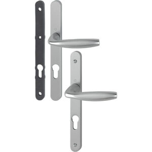 Ensemble sur plaque étroite de 24 mm ligne New York clé I carré 7 entraxe 70 pour porte 68-77 mm aspect inox F9 - HOPPE - 583388