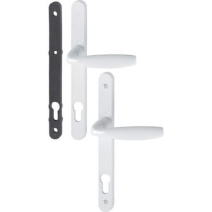 Ensemble sur plaque étroite de 24 mm ligne New York clé I carré de 8 entraxe 92 mm épaisseur porte 68-77 mm blanc 9016 - HOPPE - 583402