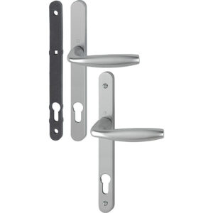 Ensemble sur plaque étroite de 24 mm ligne New York clé I carré 8 entraxe 92 pour porte 58-67 mm aspect inox F9 - HOPPE - 583409