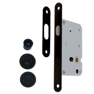 Set de condamnation pour porte coulissante en inox rosace ronde finition noir Siple - LEGALLAIS - 275788