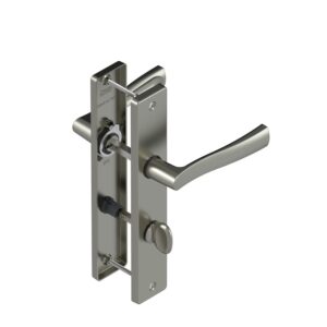 Béquille double zamak sur plaque ligne Flex entraxe 195 mm fintion chromé satin condamnation - VACHETTE ASSA ABLOY - 259625
