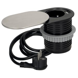 Bloc prise Slidy avec cache-inox coulissant - SYNERCIA - 631639