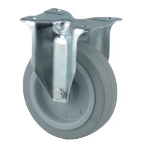 Roulette fixe 3478UFR, chape acier zingué embouti, roue polyamide à bandage caoutchouc élastique non tachant Ø 100 mm - Tente - 621937