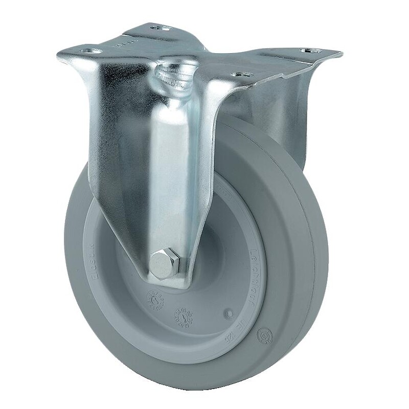Roulette fixe 3478UFR, chape acier zingué embouti, roue polyamide à bandage caoutchouc élastique non tachant Ø 100 mm - Tente - 621937