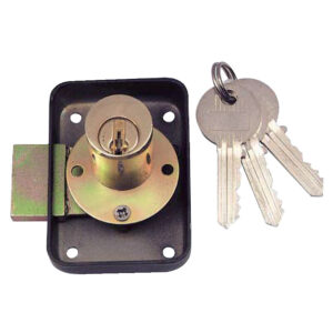 Serrure à cylindre laiton à 5 goupilles L28mm ø23mm, axe à 25mm livré avec rosace - main droite - en s'entrouvrant - DEVISMES - 460888