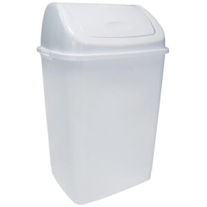 Poubelle plastique blanche à couvercle basculant 50 litres - ROSSIGNOL - 517553