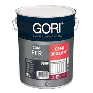 Laque antirouille et décoration glycéro demi-brillante GORIFER FONCE, gris anthracite 7016, bidon de 1 litre - Gori - 613579