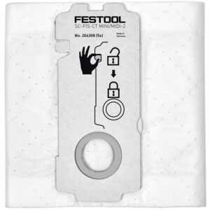 Sac filtre aspirateur CT 15 et CTL MIDI/MINI boîte de 5 sacs - FESTOOL - 168366