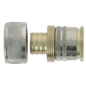Raccord d'arrosage rapide sécurité laiton nickelé avec verouillage pour montage sur raccord rapide mâle pour tuyau de 15 mm - FAUQUET - 518876