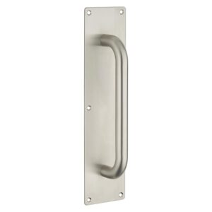 Poignée de porte battante coudée inox 304 sur plaque 300 x 75 x 2 mm aveugle - THIRARD - 167379