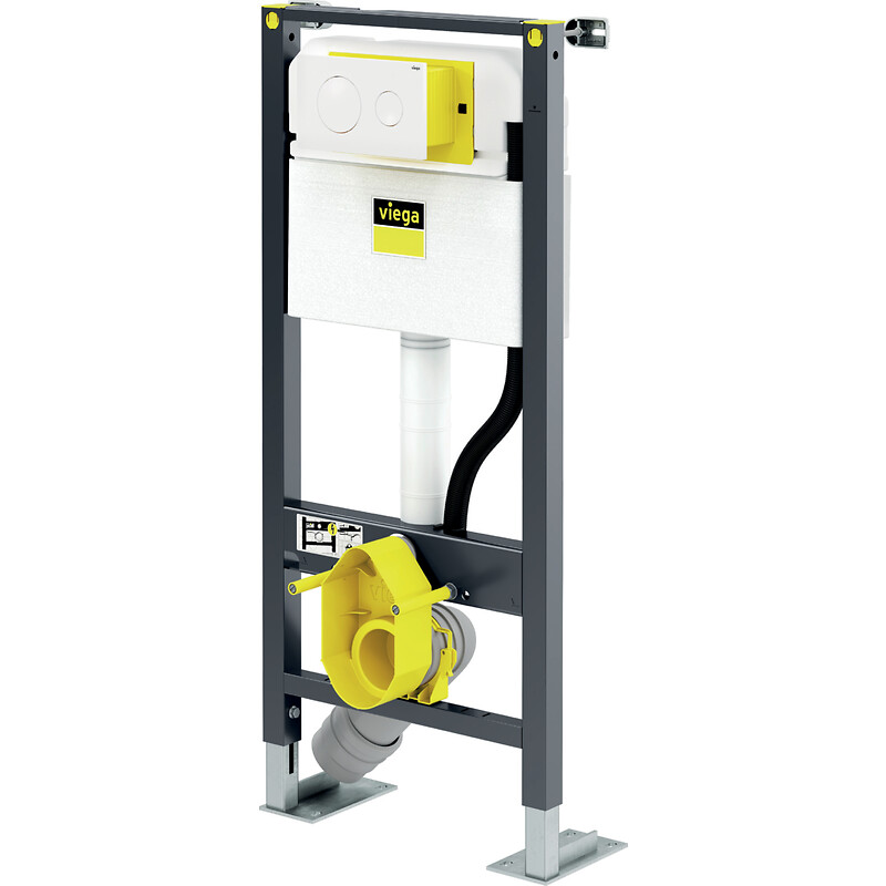 Bâti-support WC autoportant Prévista avec plaque de commande blanche Visign for Style 20 - VIEGA - 125190