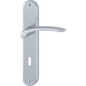 Béquille double sur plaque Type Ibiza aluminium entraxe 195 mm finition chromé satiné clé L - HOPPE - 453825