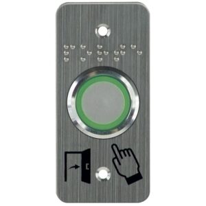 Bouton poussoir inox Ø 25 mm bleu/vert/buzzer 12/24V AC/DC contact NO+NC plaque inox braille + porte picto - IZYX SYSTEMS - 622644