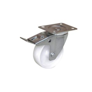 Roulette Port Roll pivotante à frein roue polypropylène blanche Ø 125 mm fixation à platine hauteur 158 mm charge 125kg - GUITEL HERVIEU - 125141