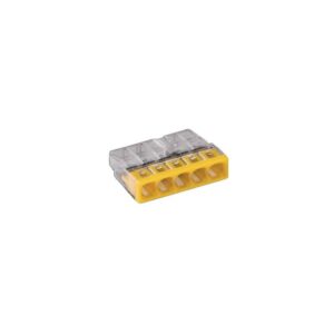 Bornes de connexion automatique 2273 pour fils rigides 5x0,5-2,5 mm² transparent/jaune boîte de 100 pièces - Wago - 458270