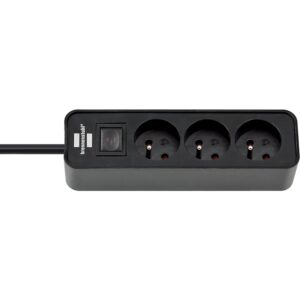 Multiprise Ecolor avec bloc 3 prises 2P+T et interrupteur - noir - BRENNENSTUHL - 698370