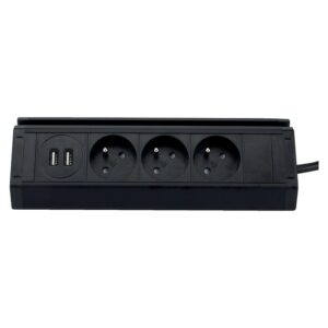 Bloc prise d'angle 3 prises 2P+T + 2 USB câble 1,95 m 16 A 230 V avec baie pour smartphone - SYNERCIA - 291055