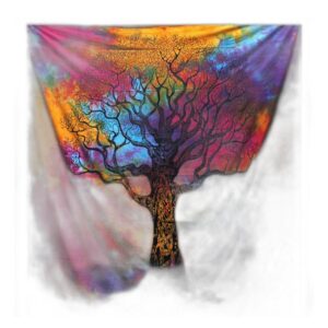 Couvre-lit double en coton + tenture murale - Arbre d'hiver- Vendu par 1