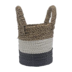 Ensemble de paniers en jonc de mer - Gris foncé / Blanc / Naturel- Vendu par 1