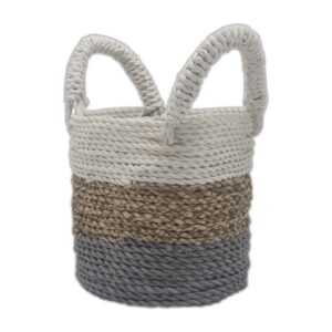Ensemble de paniers en jonc de mer - Gris / Naturel / Blanc- Vendu par 1