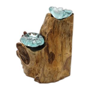 Porte-bougie double en verre Molton sur bois- Vendu par 1