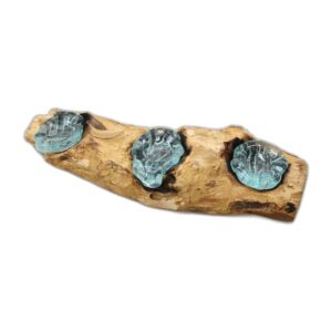 Bougeoir triple plat en verre Molton sur bois- Vendu par 1